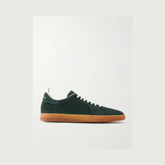 Officine Creative Militia 002 Suede-Trimmed Calf Hair Snakers Dark green (OCUMILI002-LC226)