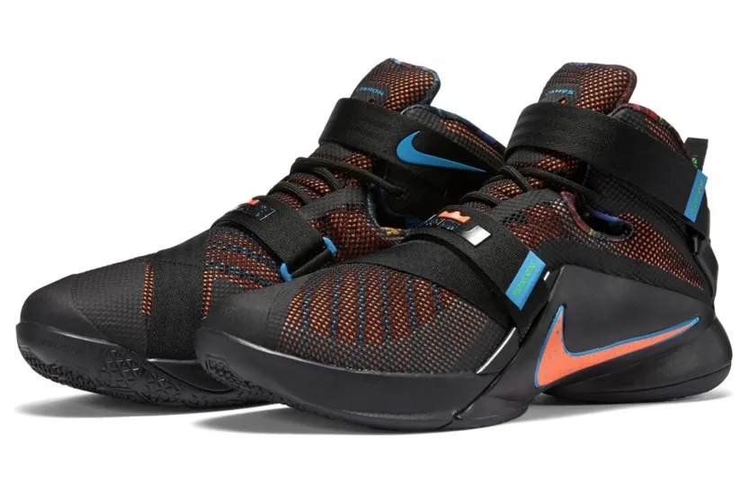 LeBron Soldier 9 Black/Blue Lagoon-Green Shock-Hyper Orange (749417-084)