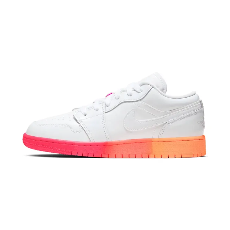 Air Jordan 1 Low’Sunset Sole’ GS White/White/Laser Crimson (554723-100)