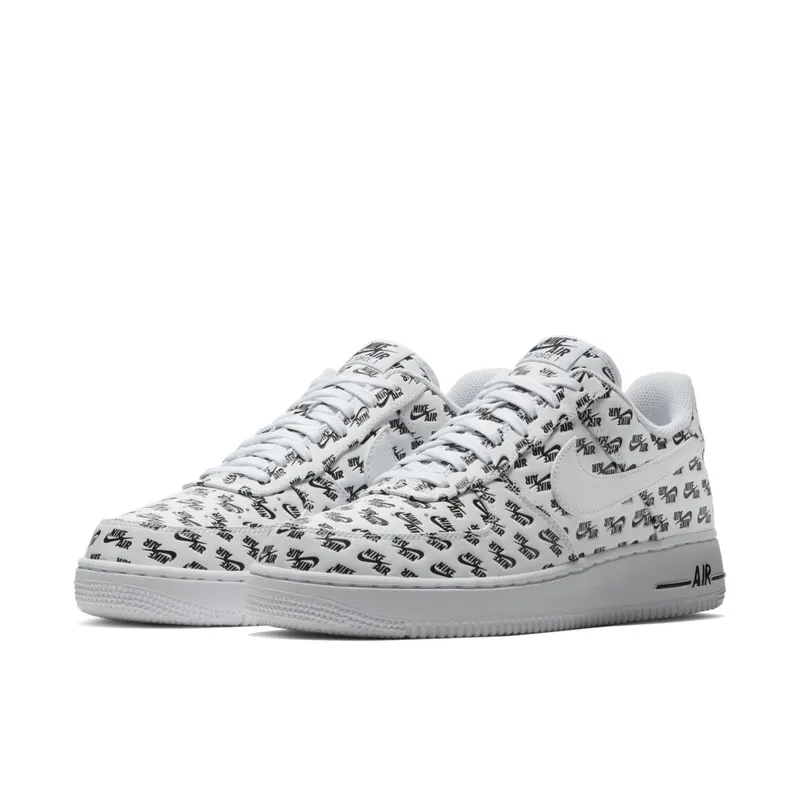 Nike Air Force 1 Low All Over Logo White White/White-Black (AH8462-100)