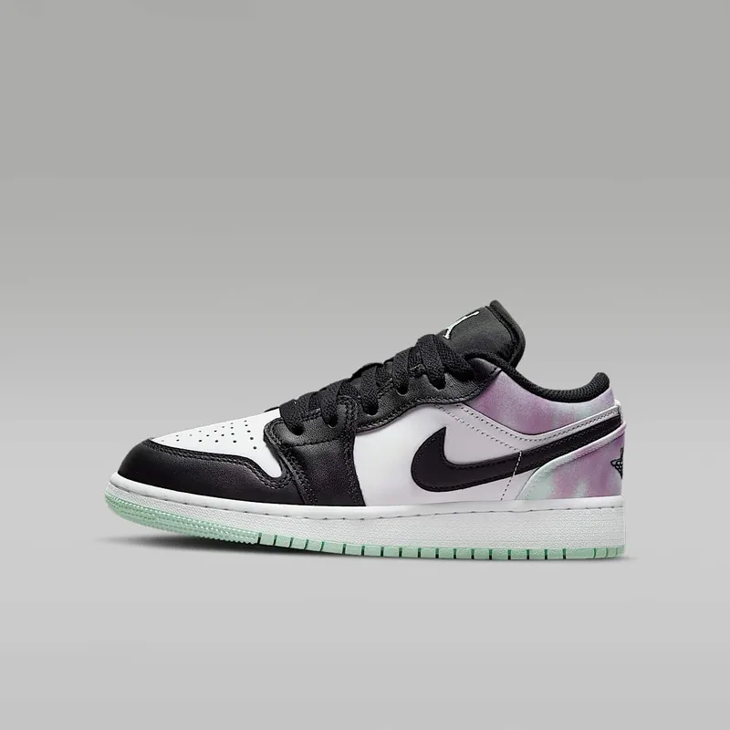 Air Jordan 1 Low Easter Pastel Tie-Dye (GS) “White / Black / Light Bordeaux / Mint Foam” (DQ2514-100)