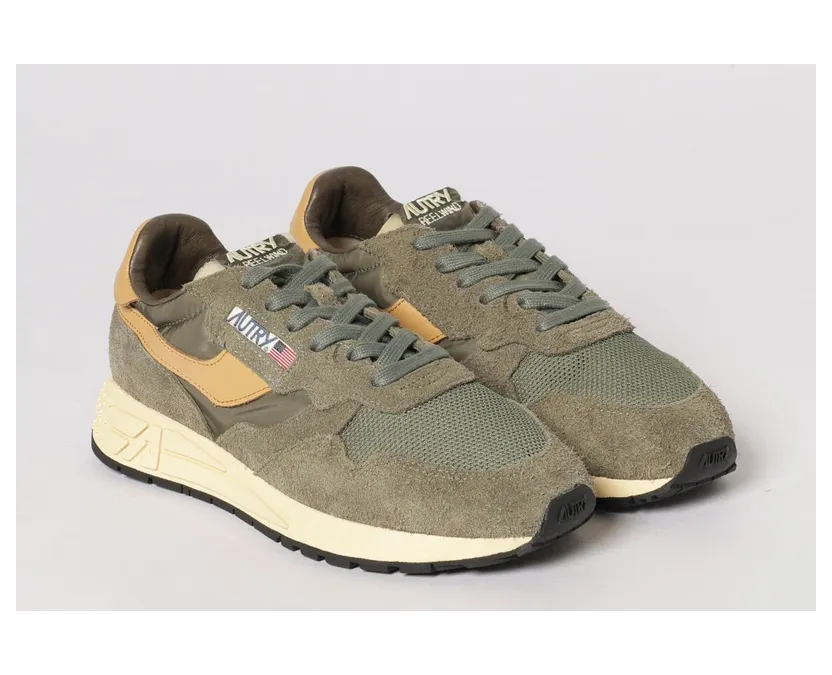Autry Reelwind Sneakers in Suede and Nylon Brown (WWLMUT44)