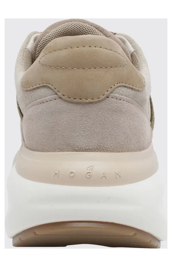 Hogan Maxi I Active Leather and Suede Sneakers with Chunky Sole Beige (HXW7140GA40QDC0R1R) (3)