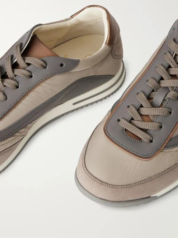 Brunello Cucinelli Suede and Leather-Trimmed Shell Sneakers Gray (MZUMNGA357) (5)