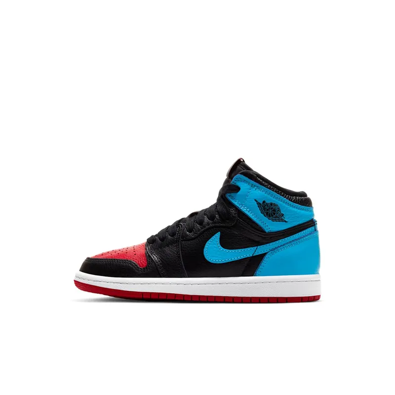 Jordan 1 Retro High UNC Chicago Leather (PS) Black/Dark Powder Blue-Gym Red (CU0449-046)
