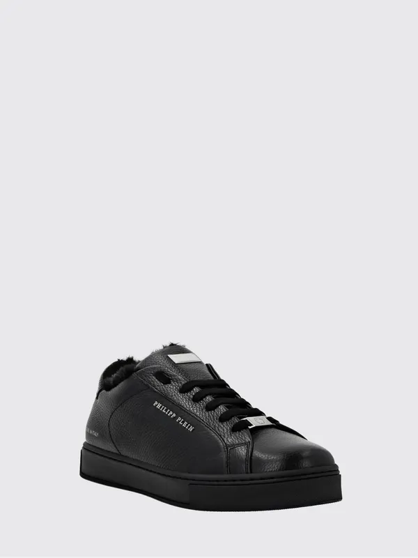 Philipp plein Hammered Leather and Wool Low-Top Sneakers Black (LABSUSC0403PLE010N02)