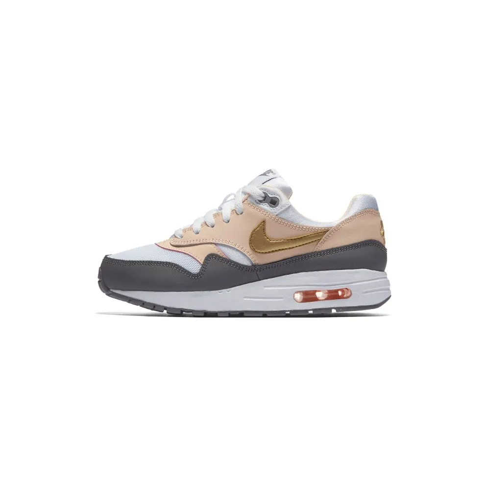 Nike Air Max 1 Crimson Tint (GS) White/Metallic Gold/Gun Smoke (807605-104)