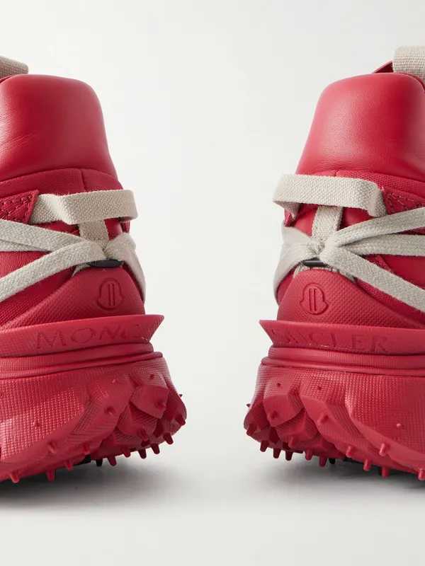 Rick Owens + Moncler Trailgrip Megalace® Leather and Rubber Sneakers Red (MU01F4M10) (5)