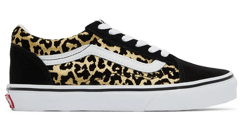 Vans Kids Black & Gold Leopard Old Skool Little Kids Sneakers (VN0A7Q5FABS1)