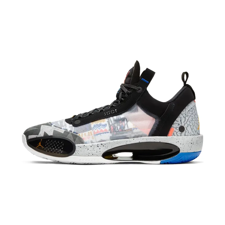 Jordan XXXIV Low Print “Black / White / Flash Crimson / Laser Orange” (CZ7745-008)