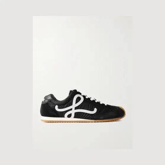 Loewe Ballet Runner 2.0 Logo-Appliquéd Shell, Suede and Leather Sneakers Black (M816282XB3)