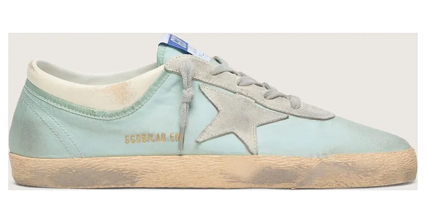 Golden Goose Women’S Super-Star In Light Green Nylon With Light Gray Suede Star (GWF01080.F008483.35977)