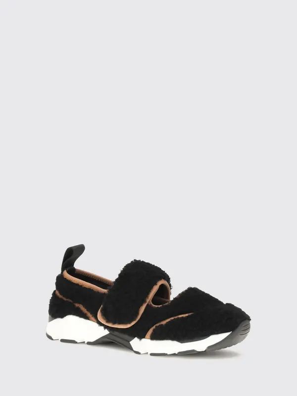 Marni Bicolour Shearling Mary Jane with Velcro Strap Closure Black (SNZW020602P928200N99)