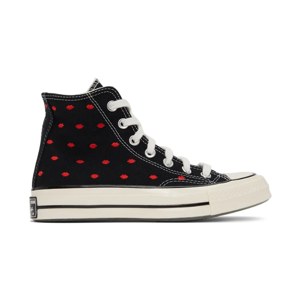 Converse Chuck 70 Embroidered Lips Schwarz University Red Egret (A01600C)
