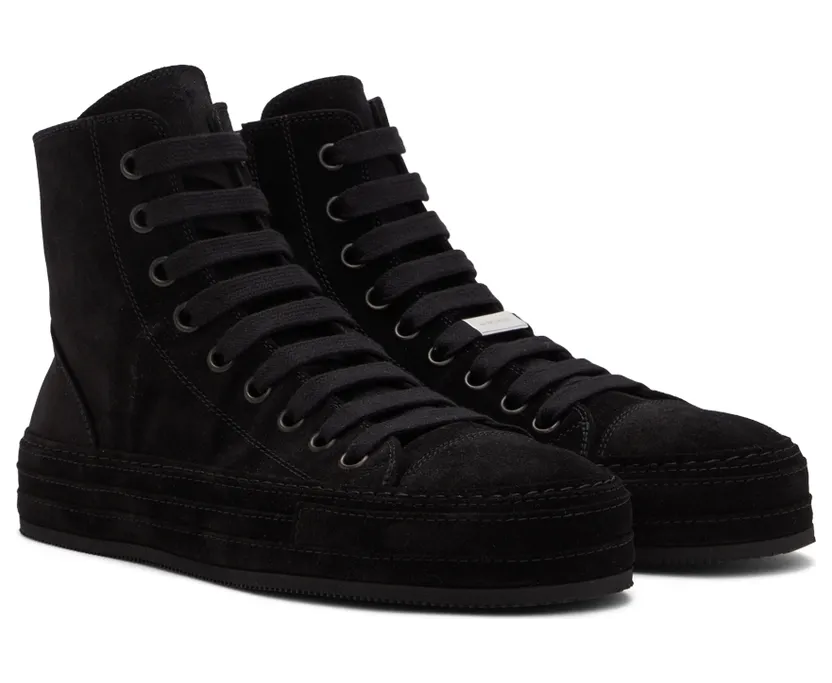 Ann Demeulemeester Black Suede Raven Sneakers (2201-M-N01-375-099) (4)