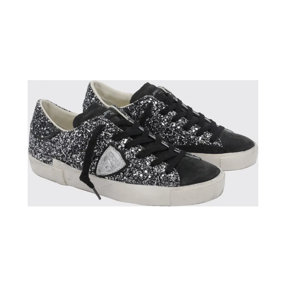 Philippe Model Prsx Bicolour Low-Top Calfskin Trainers with Shield Logo Black 1 (PRLDGG11)
