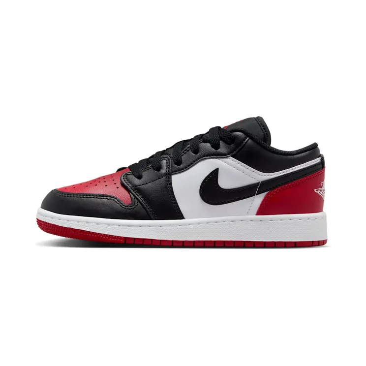 Air Jordan 1 Low Bred Toe (GS) “White / Varsity Red / Black” (553560-161)